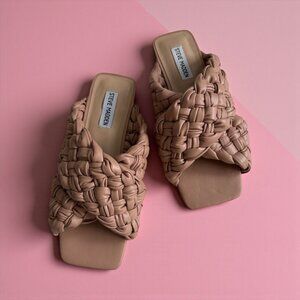 STEVE MADDEN Llarina Tan Braided Slide Sandals Size 8